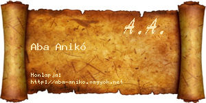 Aba Anikó névjegykártya
